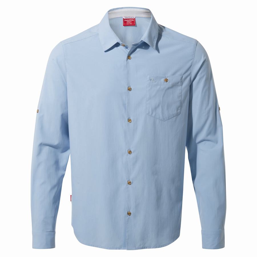 Chemises Craghoppers NosiLife Nuoro Long Sleeved Bleu Homme | JYQ-5096027