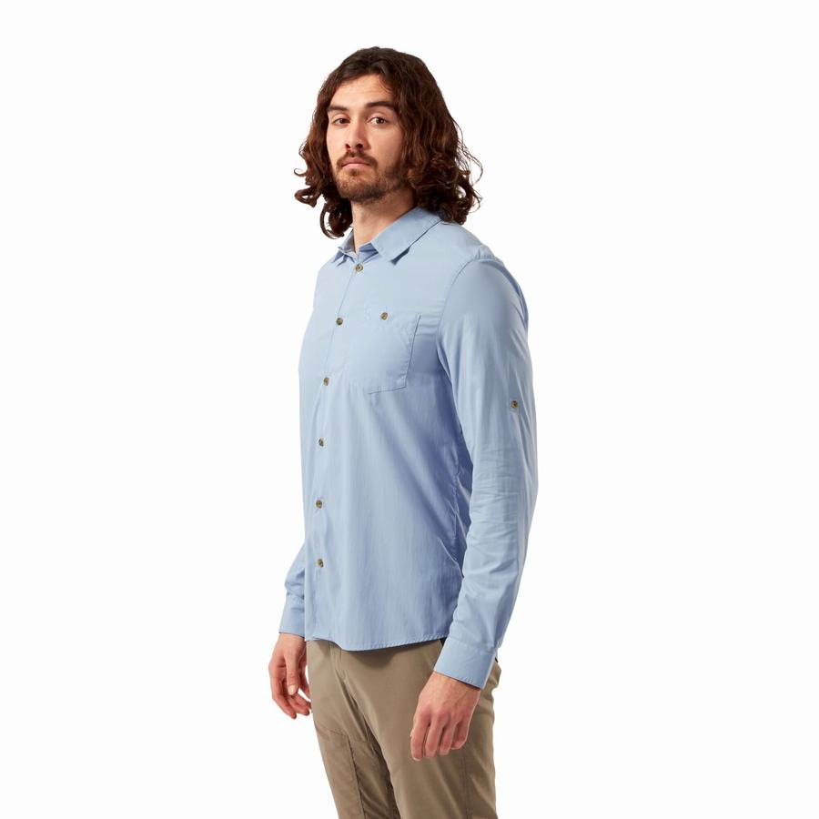 Chemises Craghoppers NosiLife Nuoro Long Sleeved Bleu Homme | JYQ-5096027