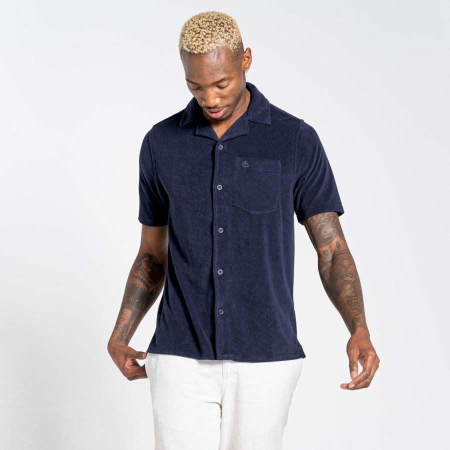 Chemises Craghoppers Nosibotanical Cholla Corta Sleeved Bleu Bleu Marine Homme | HES-7141097