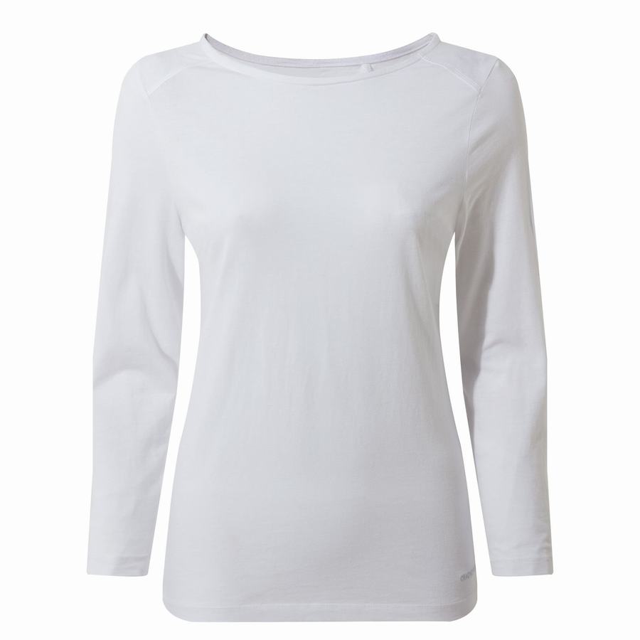 T Shirts Craghoppers Blanca 3/4 Sleeved Top Blanche Femme | LIC-4881067