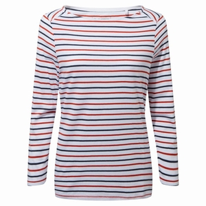 T Shirts Craghoppers Blanca 3/4 Sleeved Top Bleu Bleu Marine Rouge Stripes Femme | TVX-5826214