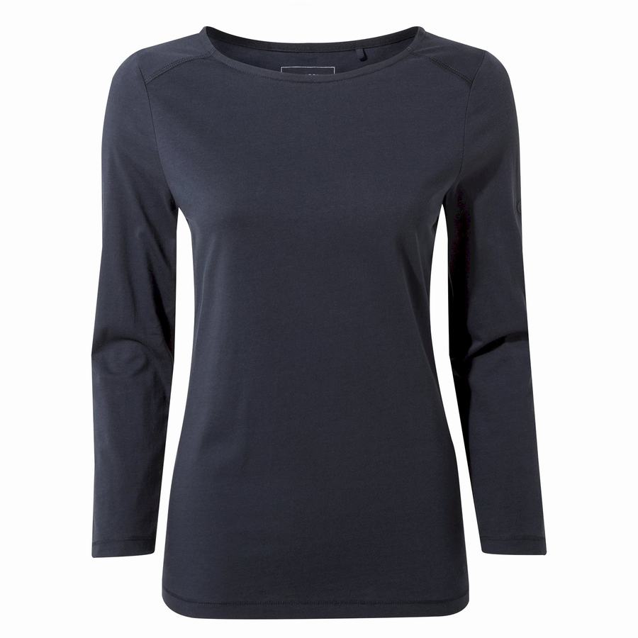 T Shirts Craghoppers Blanca 3/4 Sleeved Top Bleu Bleu Marine Femme | ZNP-7411089