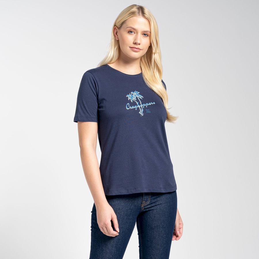 T Shirts Craghoppers Ally Corta Sleeved Bleu Bleu Marine Femme | EDB-1154772