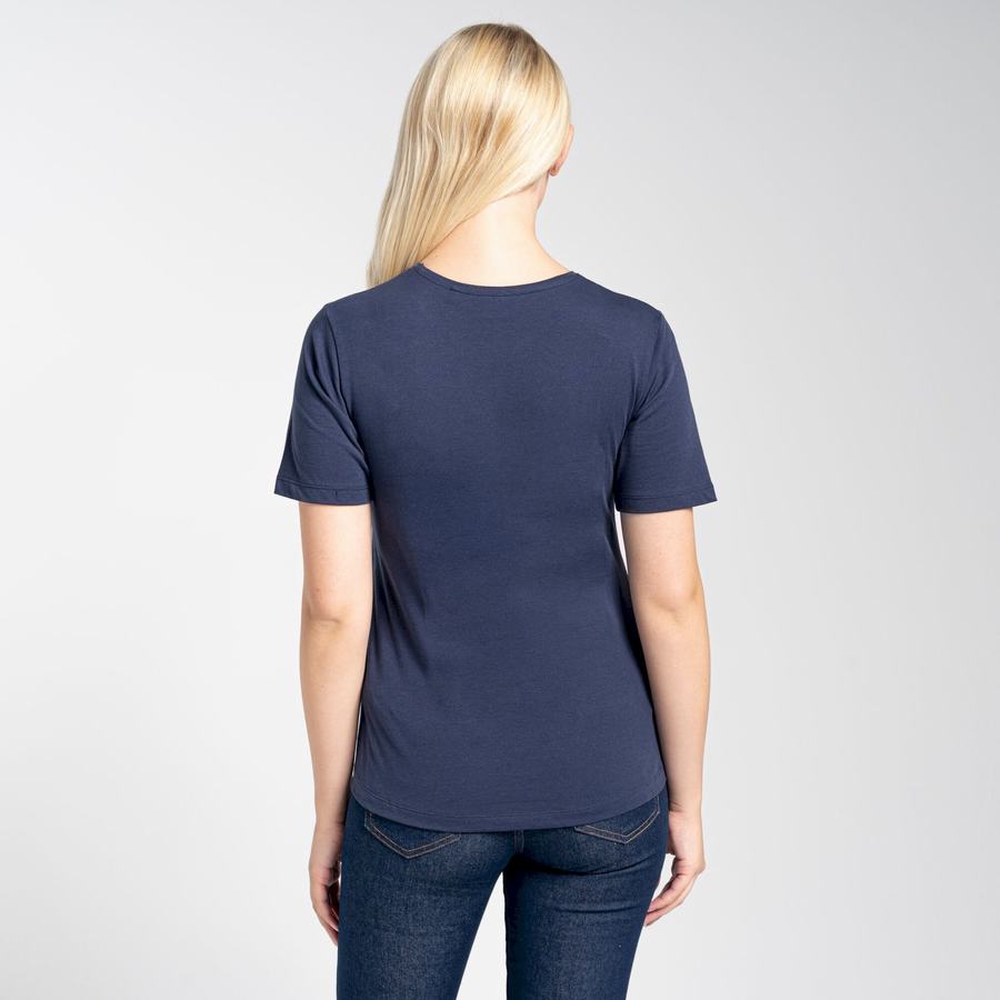 T Shirts Craghoppers Ally Corta Sleeved Bleu Bleu Marine Femme | EDB-1154772