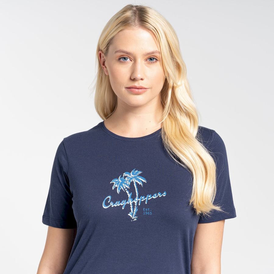 T Shirts Craghoppers Ally Corta Sleeved Bleu Bleu Marine Femme | EDB-1154772