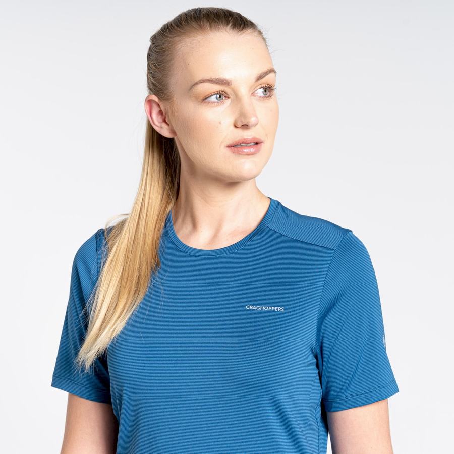 T Shirts Craghoppers Aliso Corta Sleeved Bleu Femme | VUH-5819119