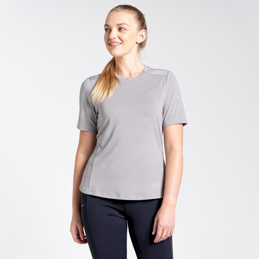 T Shirts Craghoppers Aliso Corta Sleeved Grise Femme | EMT-0319596