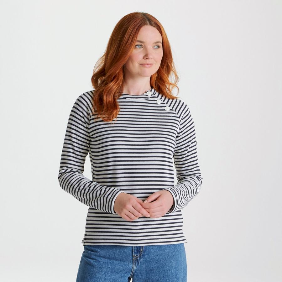 Sweats Craghoppers Neela Crew Neck Bleu Bleu Marine Stripes Femme | NXJ-7717291