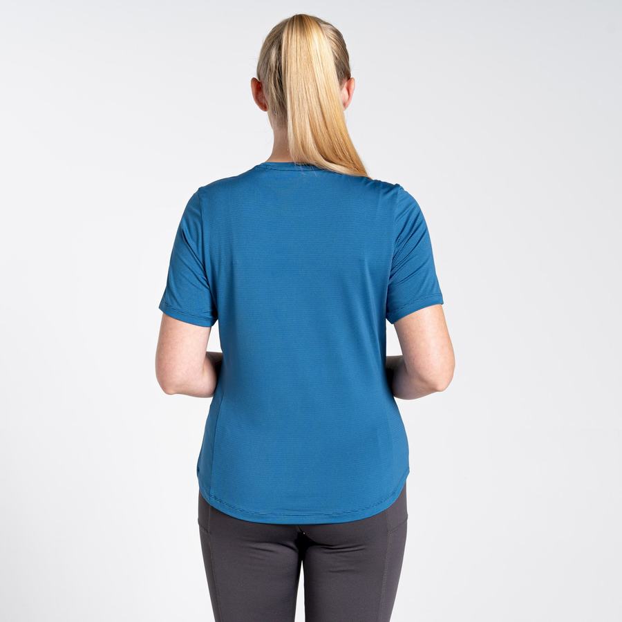 T Shirts Craghoppers Aliso Corta Sleeved Bleu Femme | VUH-5819119