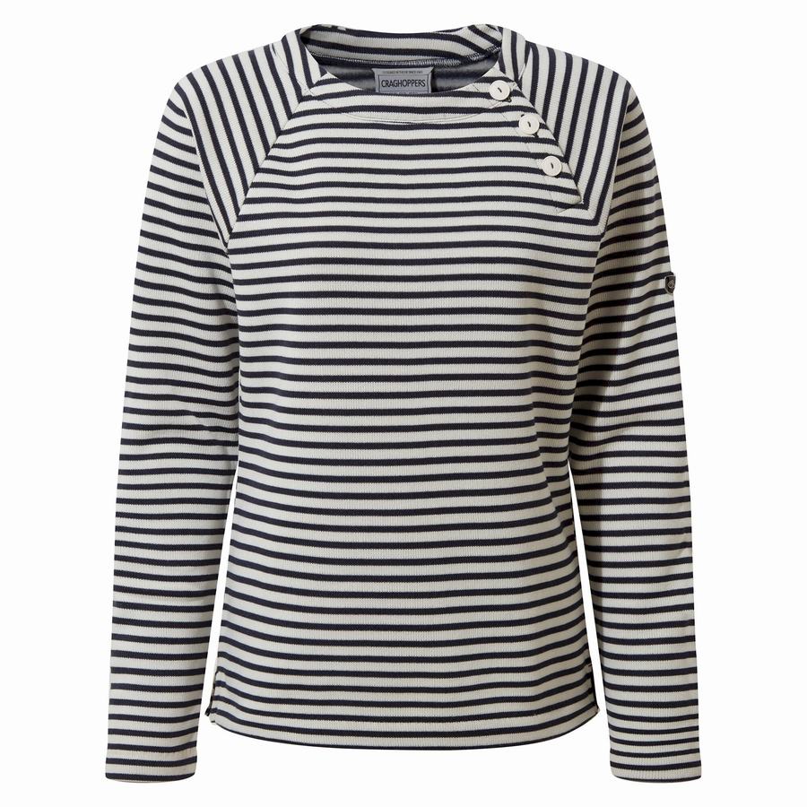 Sweats Craghoppers Neela Crew Neck Bleu Bleu Marine Stripes Femme | NXJ-7717291