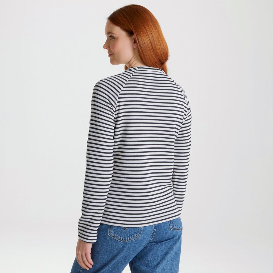 Sweats Craghoppers Neela Crew Neck Bleu Bleu Marine Stripes Femme | NXJ-7717291