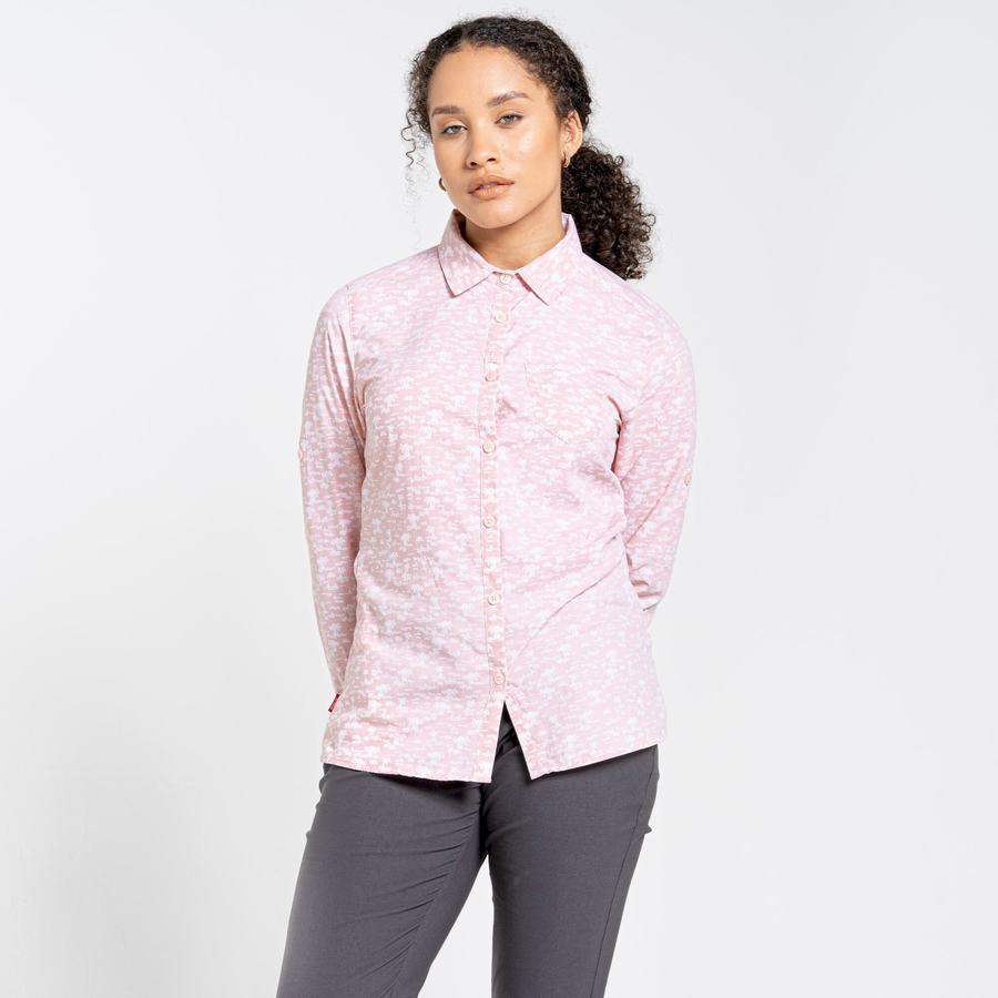 Chemises Craghoppers NosiLife Callo Long Sleeved Rose Femme | KAQ-0795418