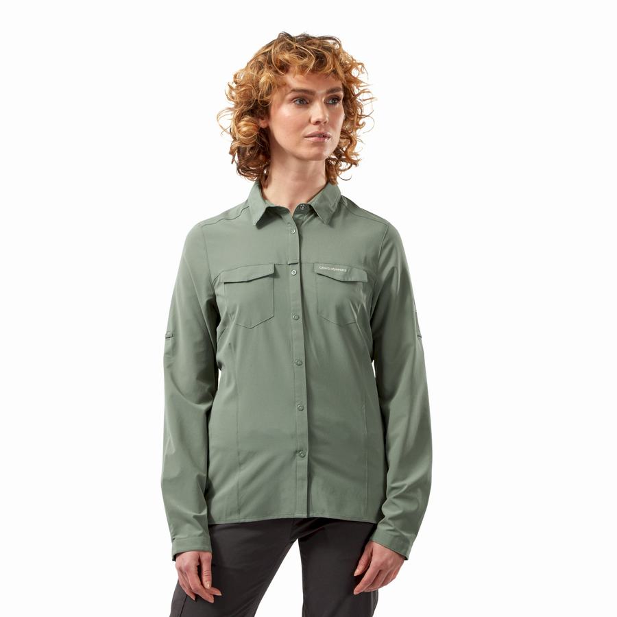 Chemises Craghoppers NosiLife Pro III Long Sleeved Vert Olive Femme | XRI-1313037